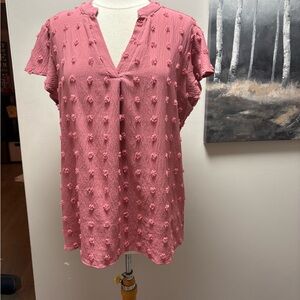 Pink XL  Textured Women's Top